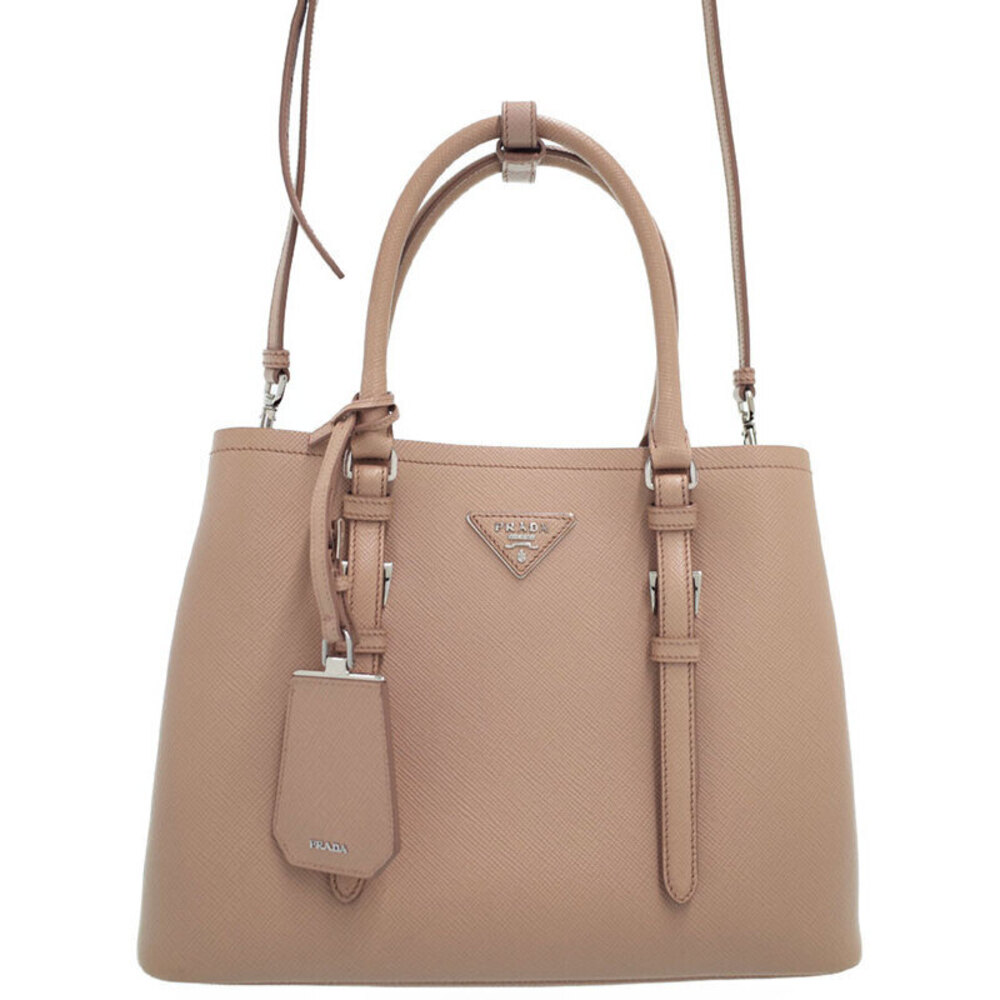 Prada Saffiano Cuir Double Bag pink beige